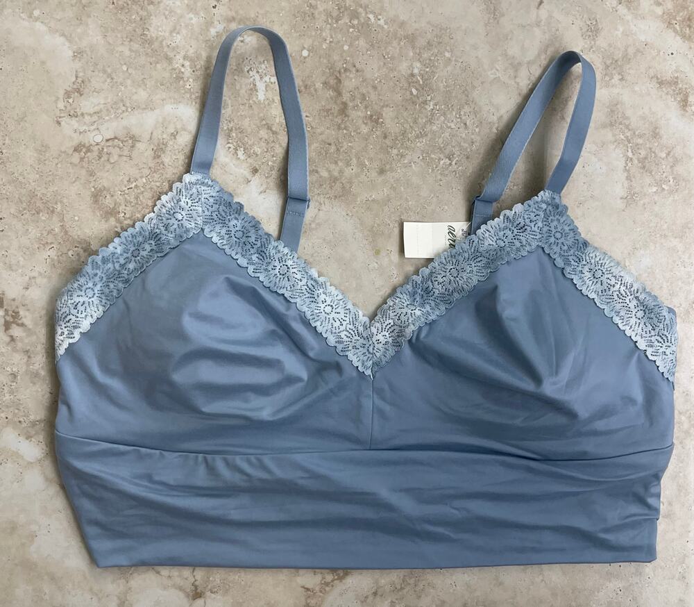 Aerie Sunnie Lace Padded Triangle bralette baby blue ($39.95) NWT XL